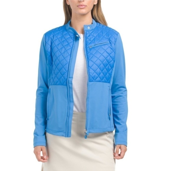 G/FORE Cerulean Hybrid Tech Interlock Moto Jacket